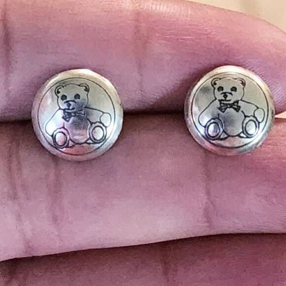 Sterling silver post earring Teddy Bear - Picture 2 of 3